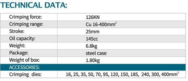 CYO-400C 16-400 mm² HİDROLİK PABUÇ SIKMA PENSESİ - Görsel 3